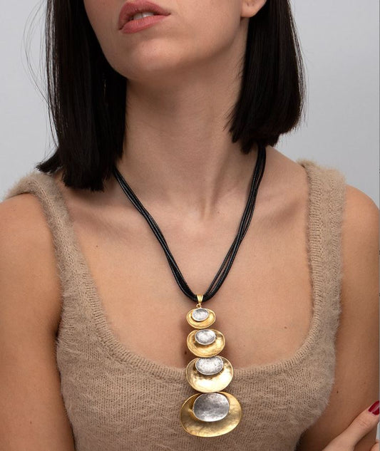 14k Gold-Plated & Silver Hammered Necklace - T & L Fashions Boutique